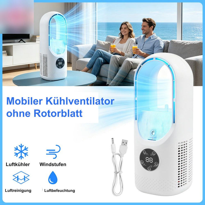 AirCool Pro Bladeless Ventilator mit Luftbefeuchter und LED - Lifestyle